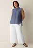 Organic Cotton Microstripe Pucker Sleeveless Shirt
