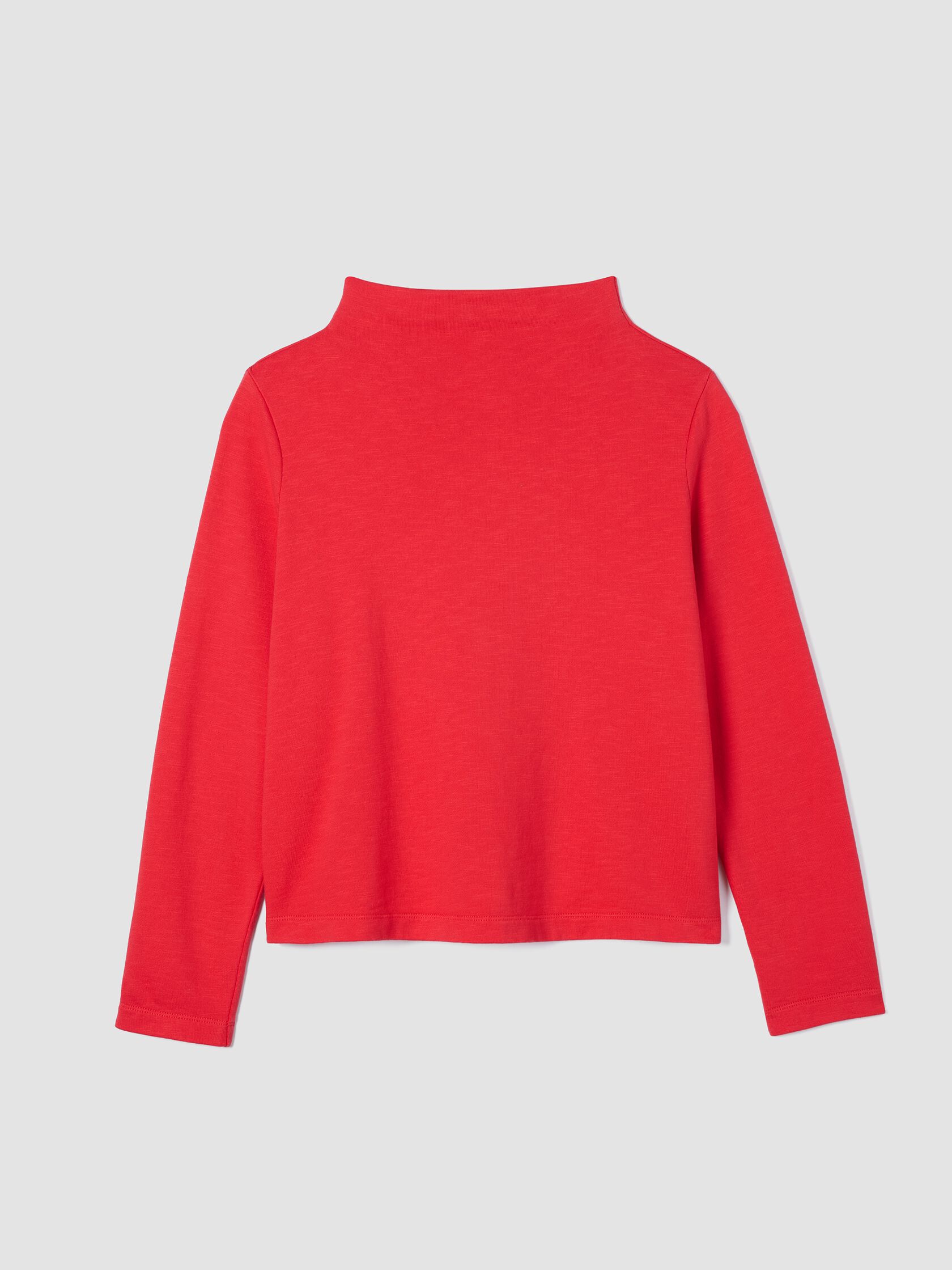 Garment-Dyed Terry Funnel Neck Top