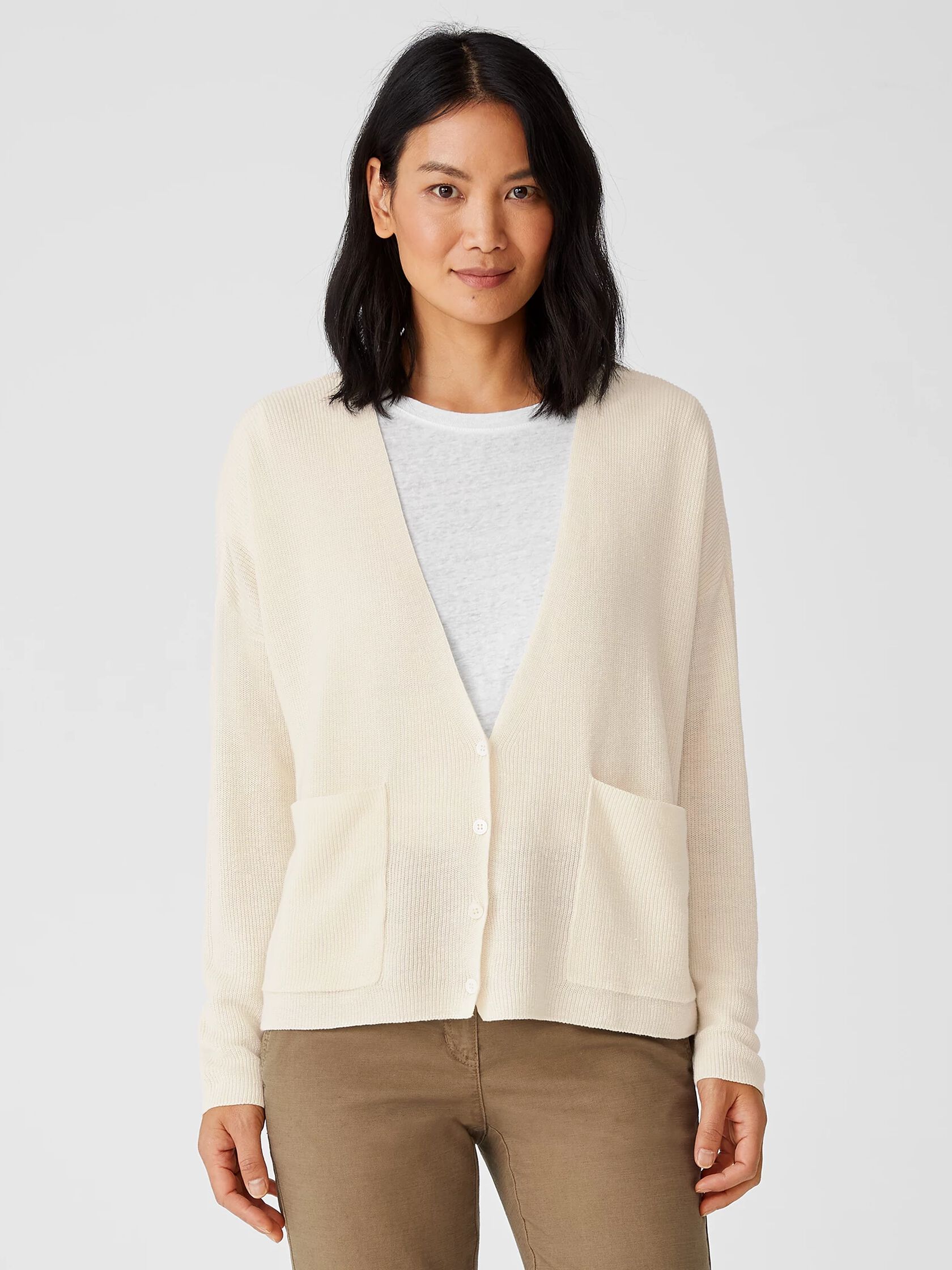 Organic Cotton Linen V-Neck Cardigan