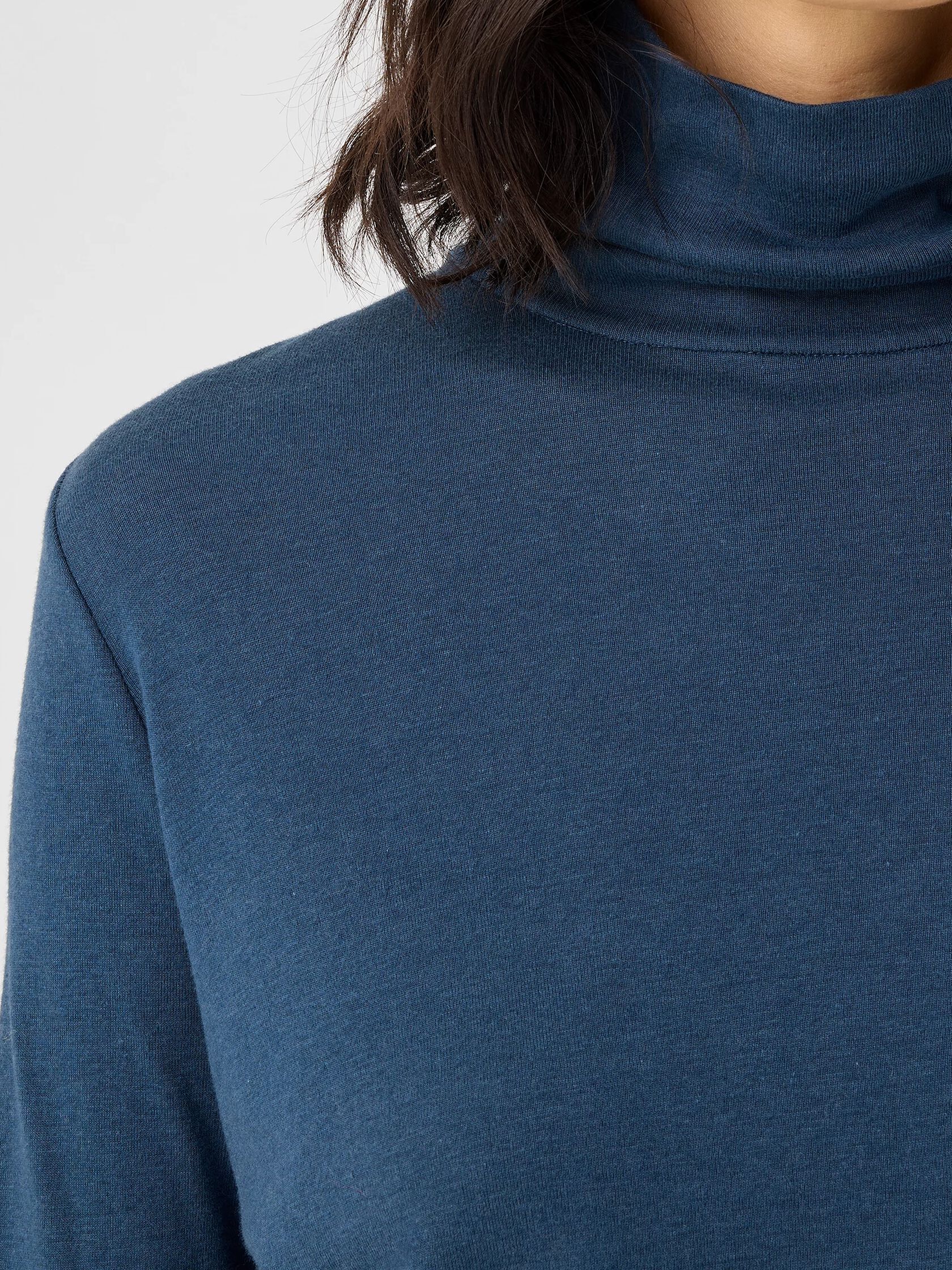 Pima Cotton Blend Turtleneck Top