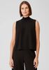 Silk Georgette Crepe Mock Neck Tank