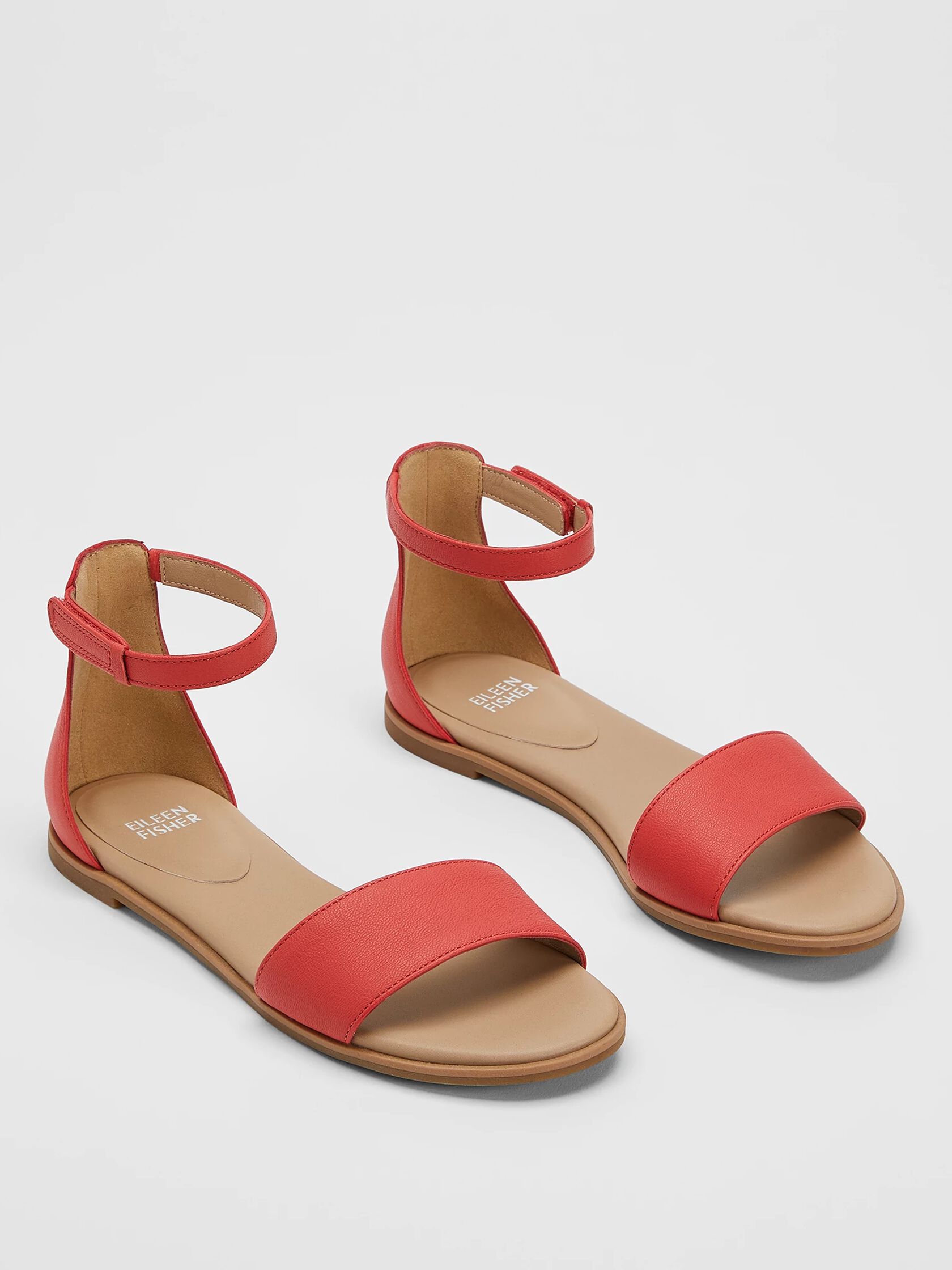 Razz Tumbled Leather Ankle-Strap Sandal