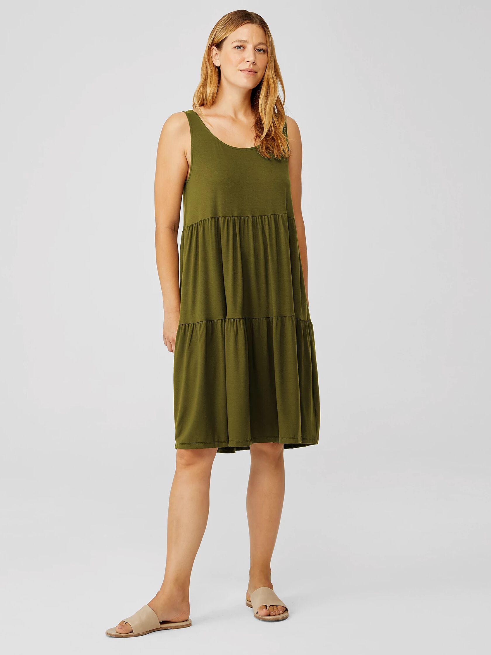 Fine Jersey Tiered Dress EILEEN FISHER