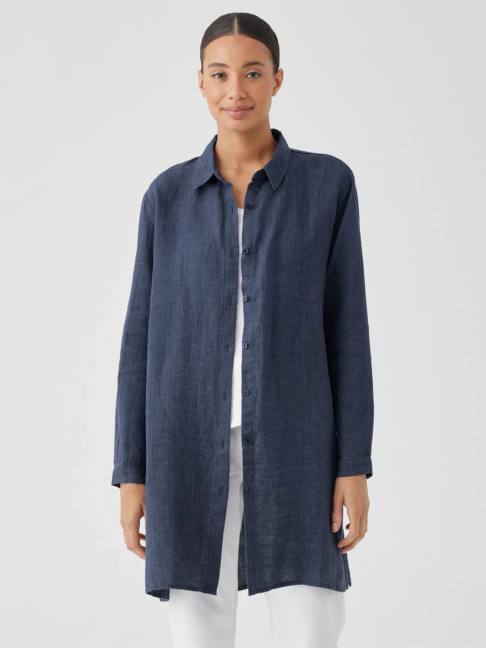 Washed Organic Linen Délavé Long Shirt