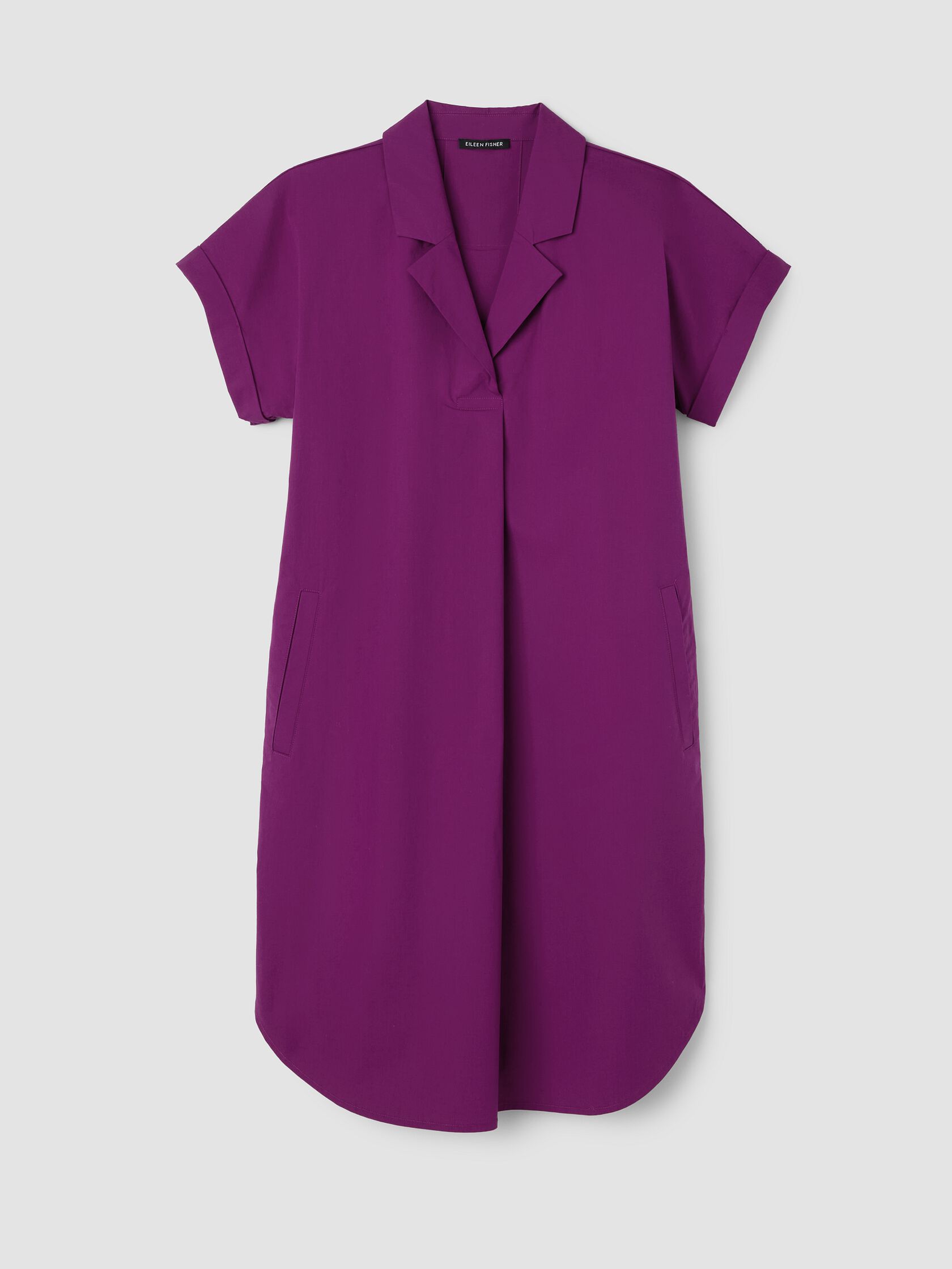 Stretch Organic Cotton Poplin Notch Collar Dress