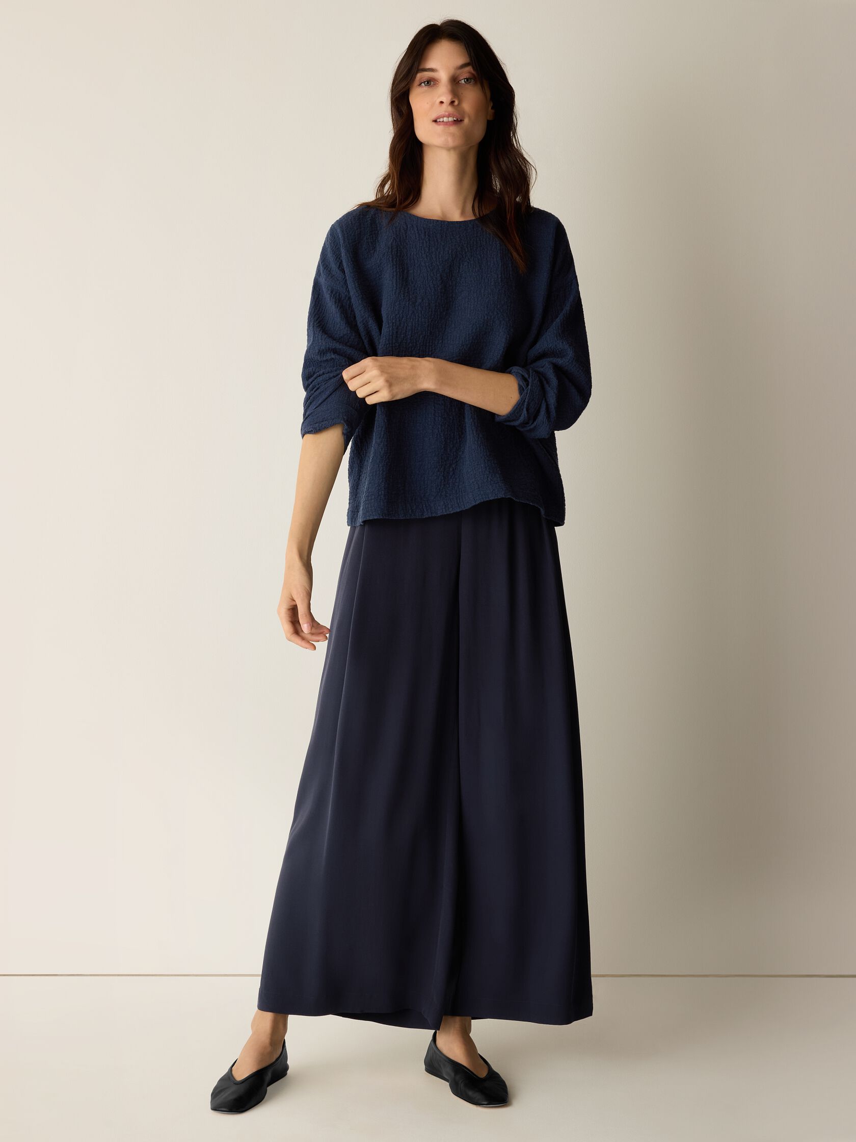 Organic Cotton Doubleweave Round Neck Box-Top