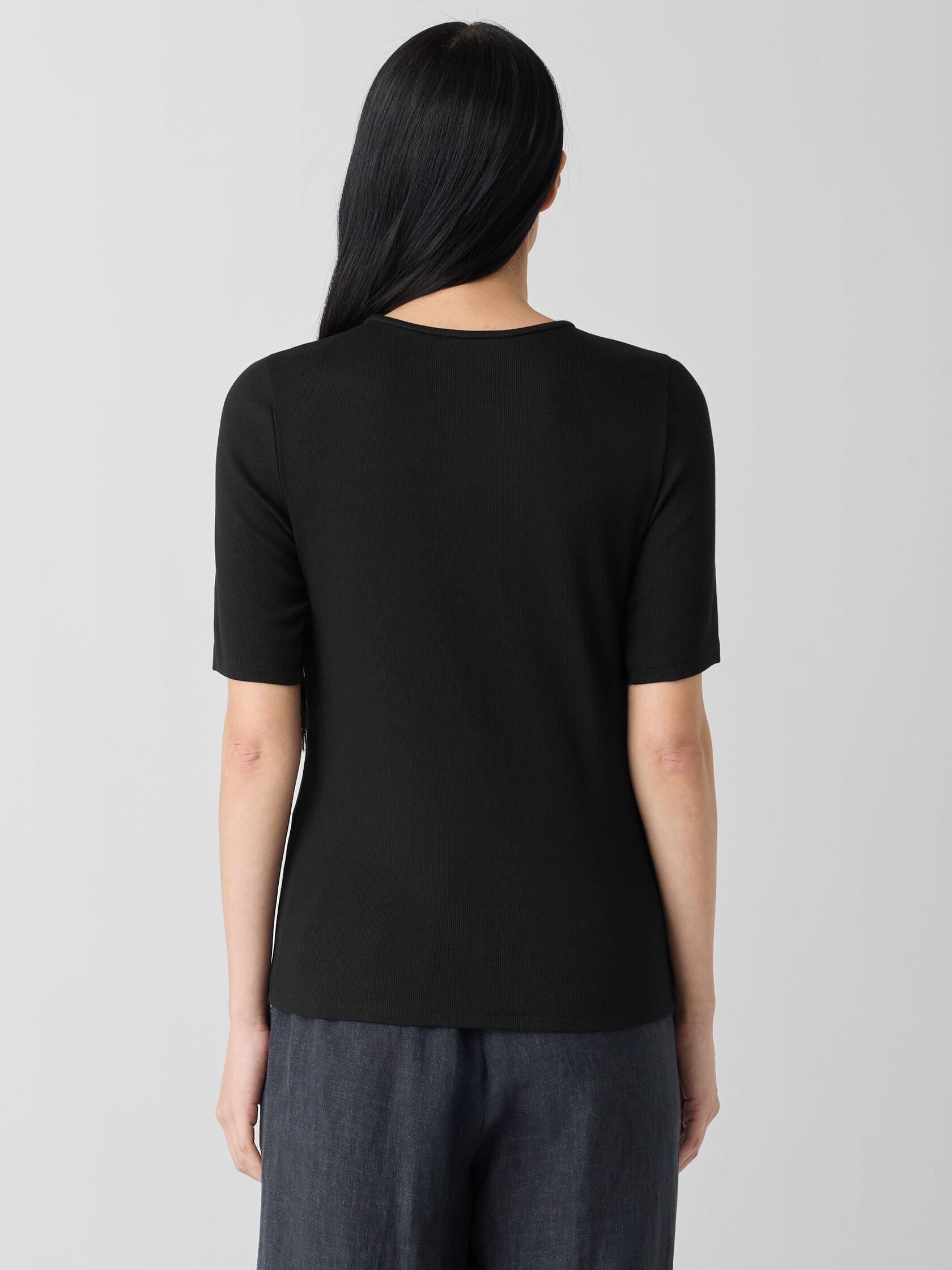 Organic Cotton Stretch Rib Crew Neck Top