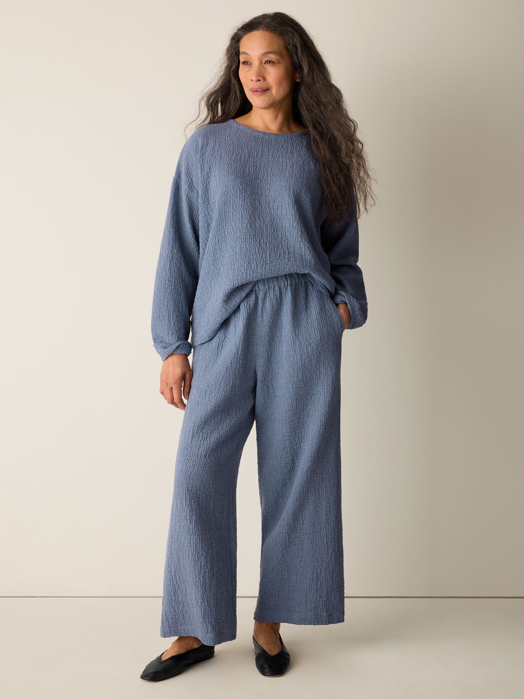 Organic Cotton Doubleweave Round Neck Box-Top