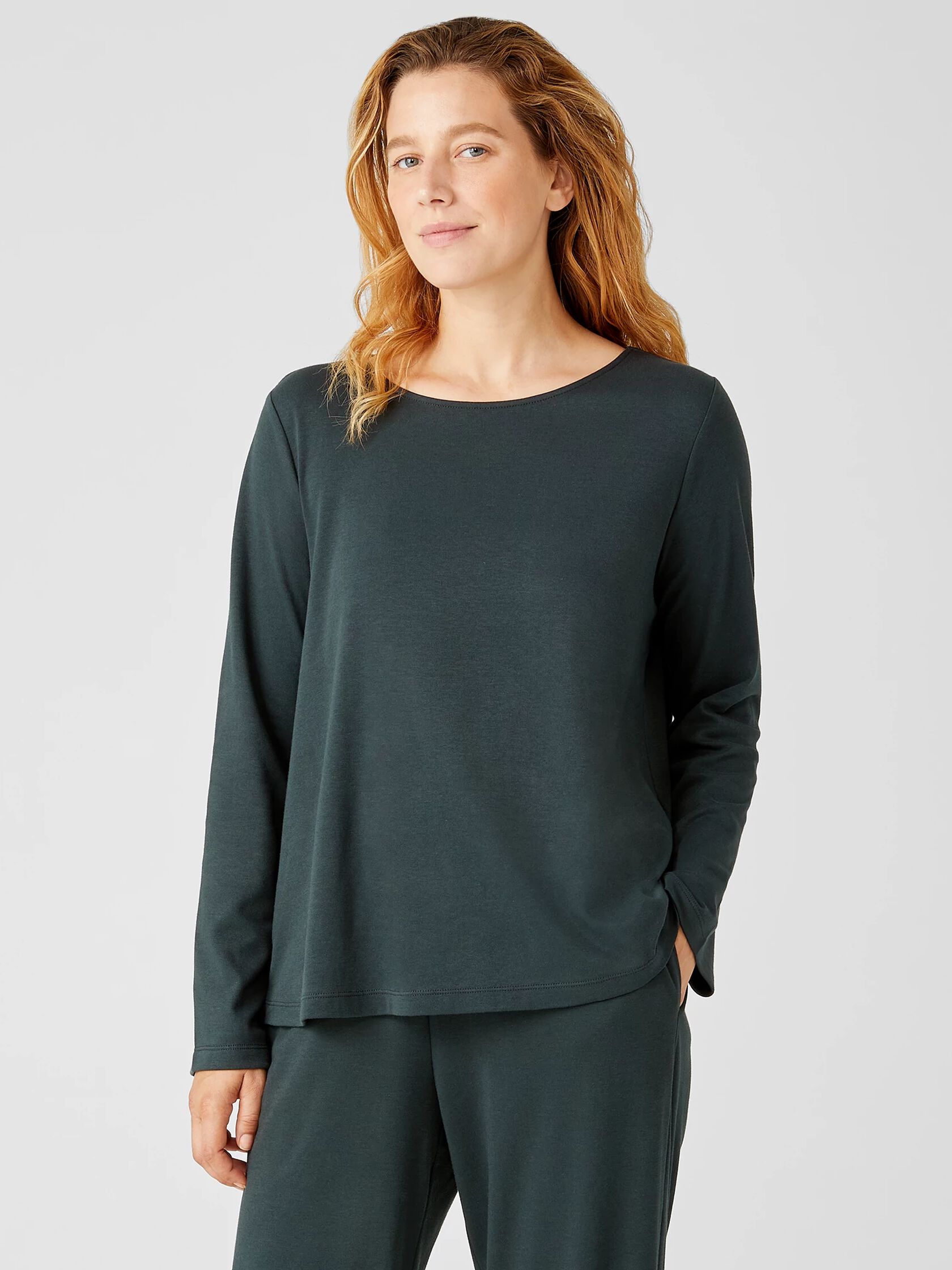 Cozy Organic Cotton Interlock Jewel Neck Top