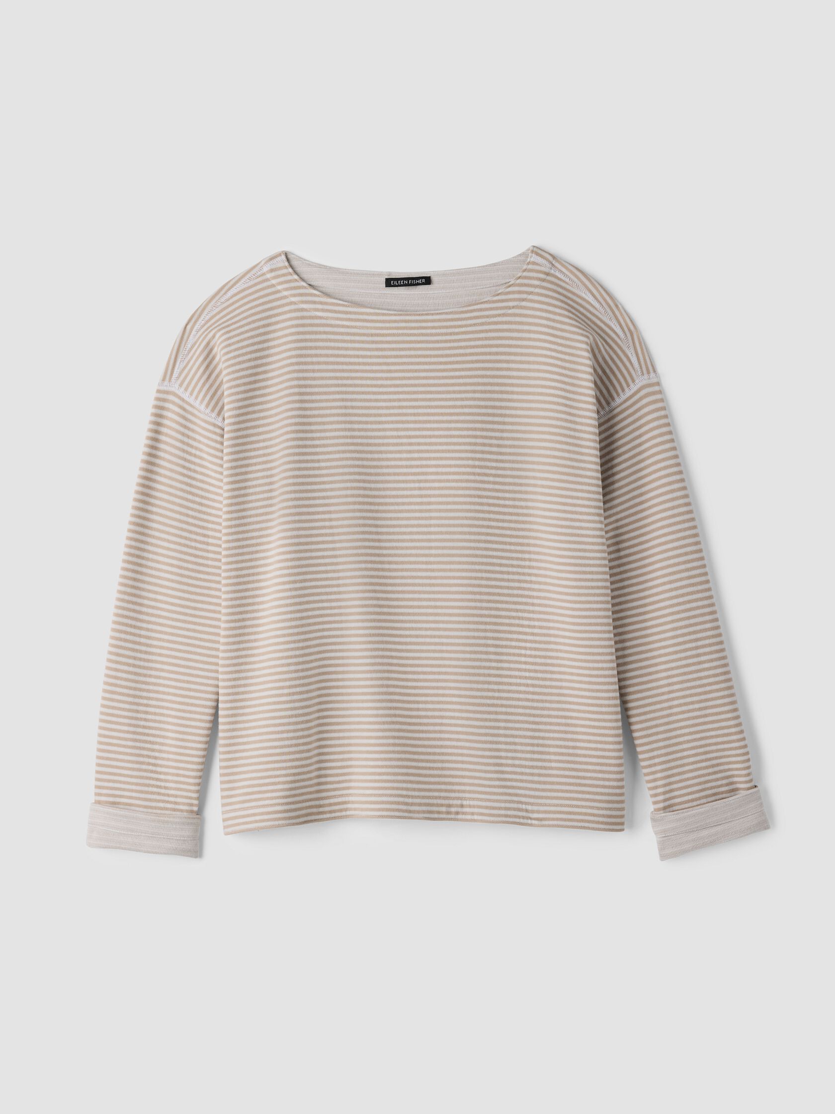 Doubleknit Organic Cotton Stripe Bateau Neck Top