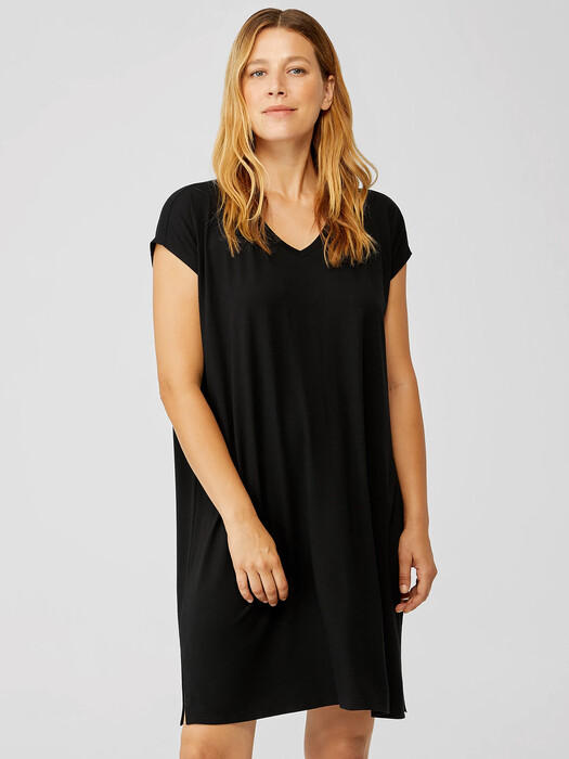 eileen fisher v neck jersey dress Fine Jersey V-Neck Dress