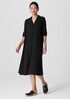 Silk Georgette Crepe Notch Collar Shirtdress