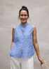 Organic Cotton Microstripe Pucker Sleeveless Shirt