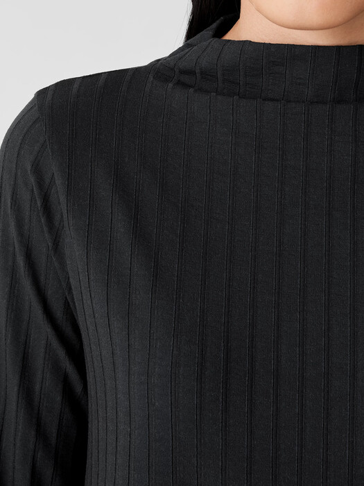 Washable StretchRib Funnel Neck Dress