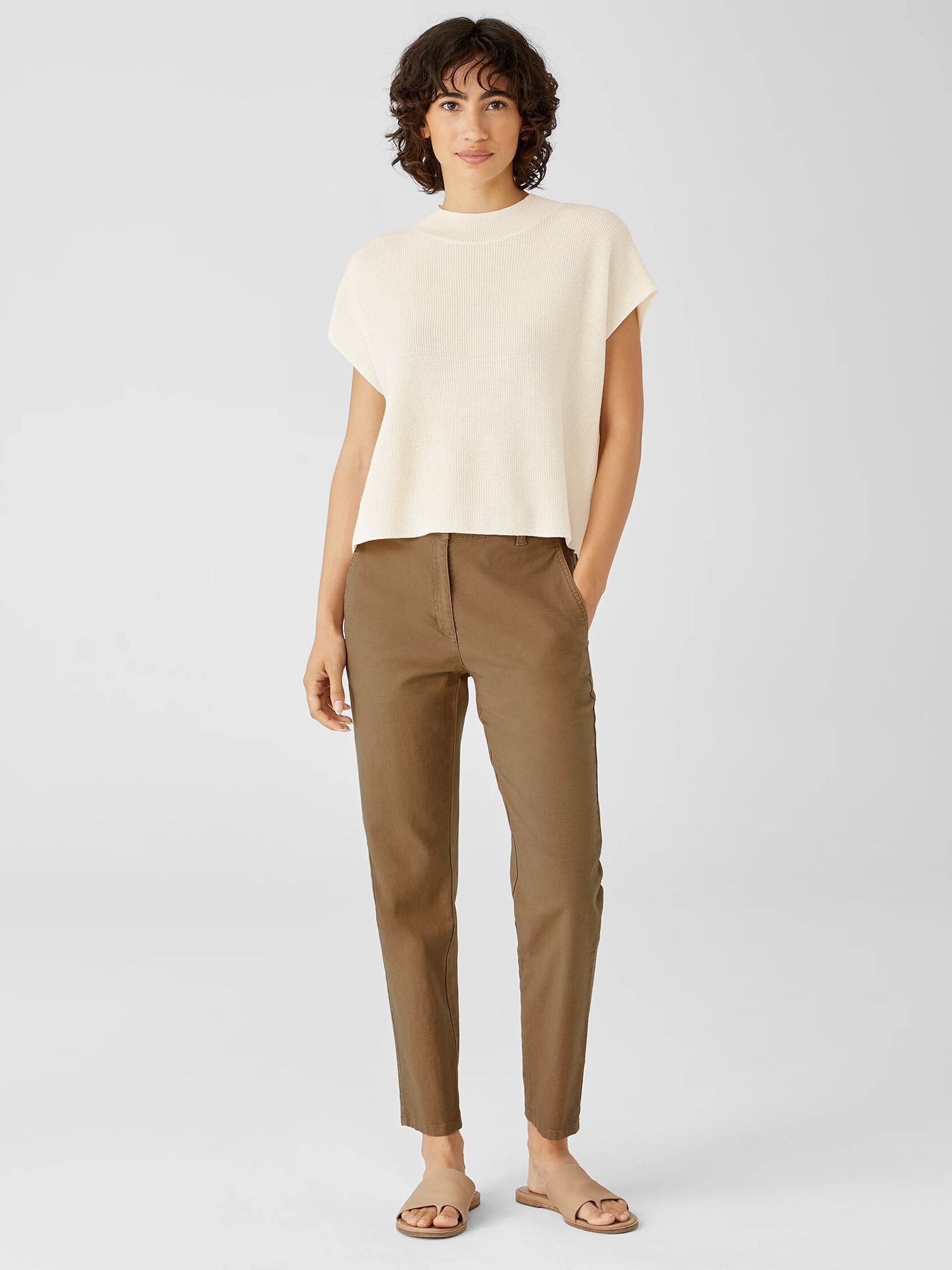 Organic Linen Cotton Mock Neck Top | EILEEN FISHER