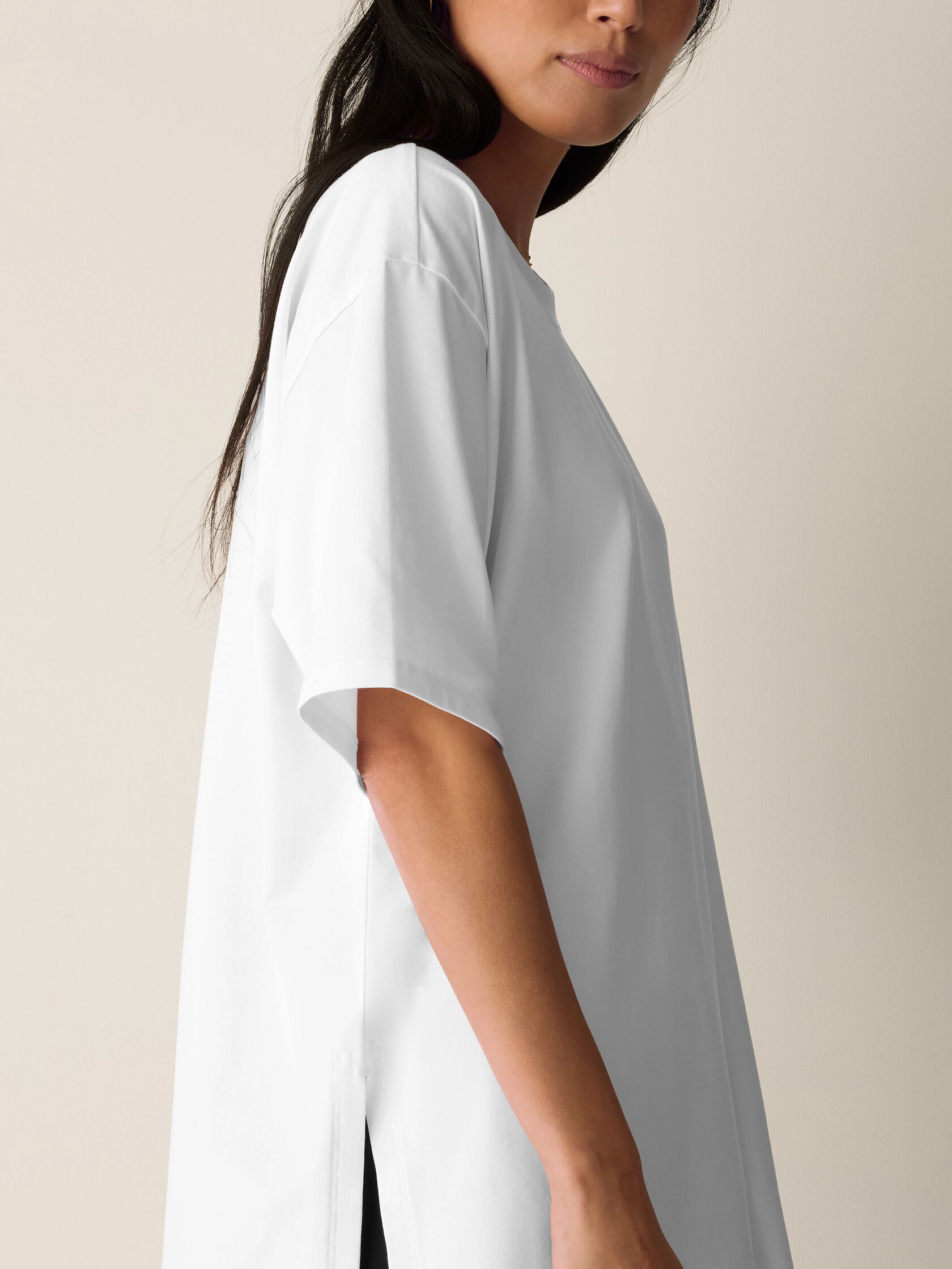 Pima Cotton Stretch Jersey Crew Neck Long Top