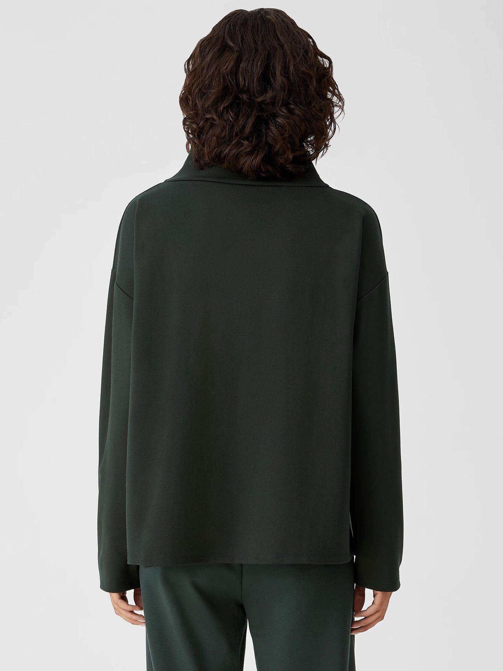 Washable Flex Ponte Funnel Neck Box-Top
