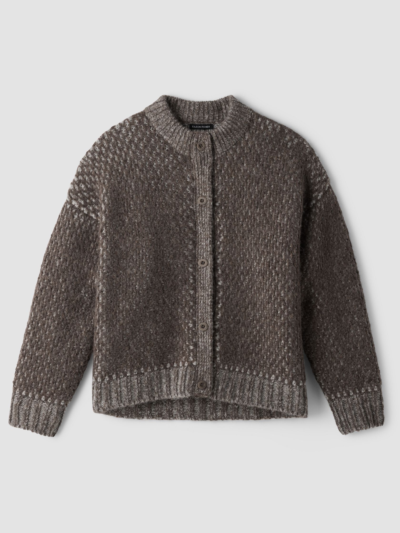 Brushed Alpaca Wool Blend High Collar Cardigan