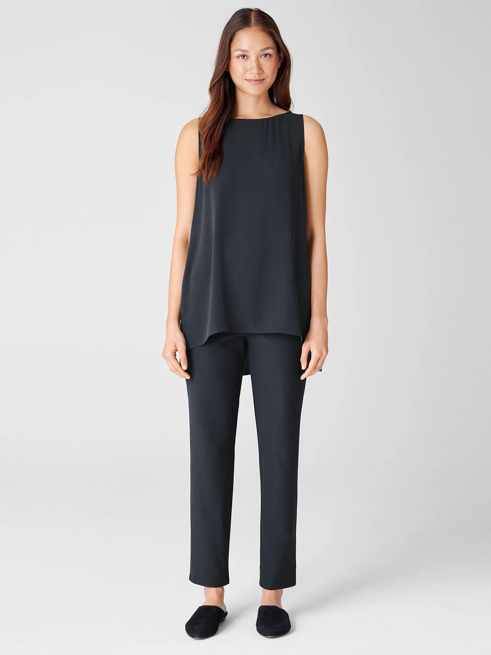 Washable Stretch Crepe High-Waisted Pant