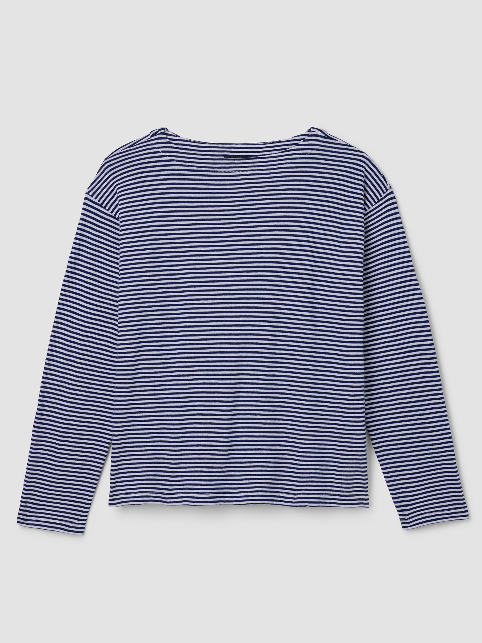 Striped Organic Cotton Slub Bateau Neck Top
