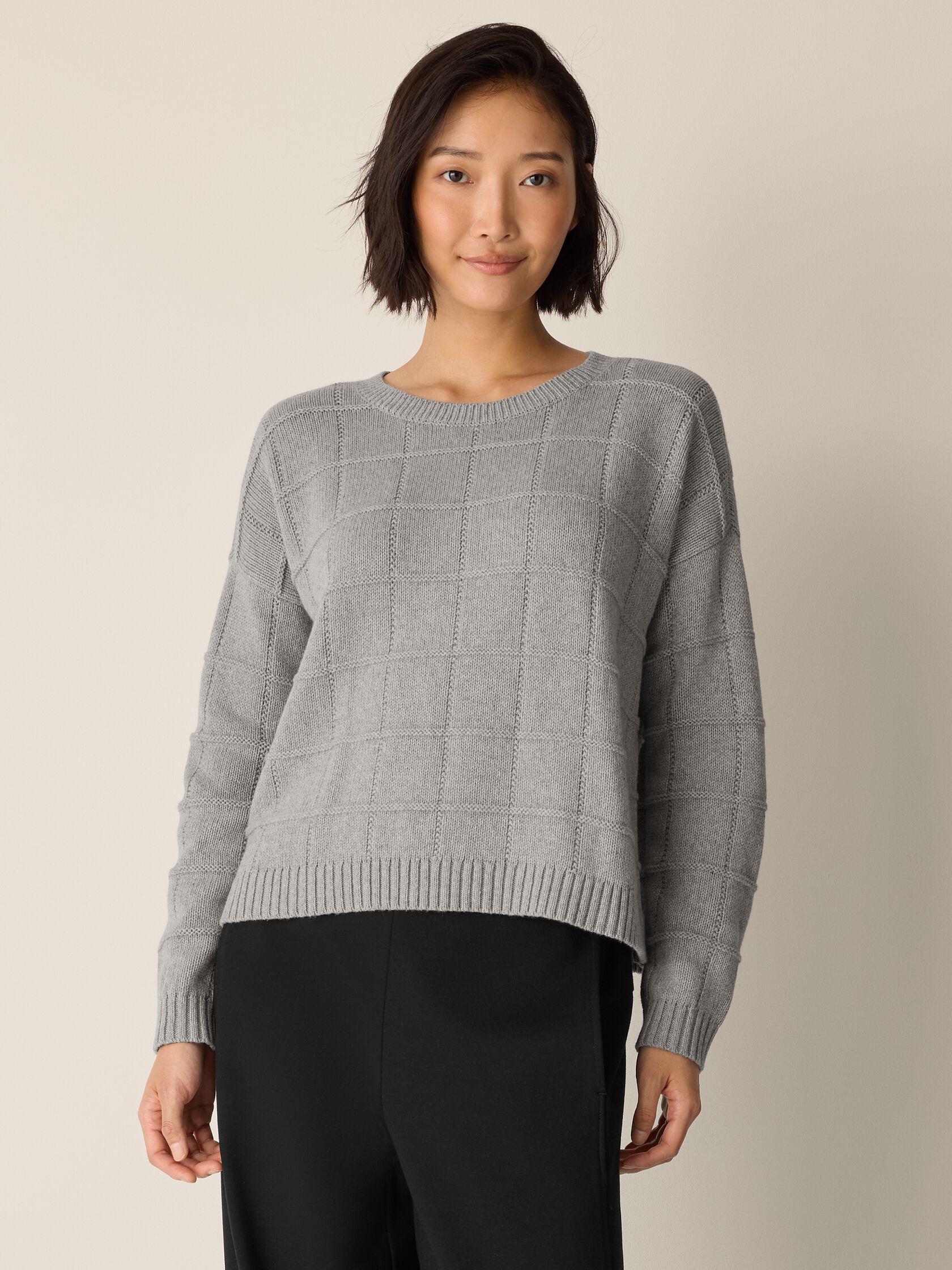 Cotton & Recycled Cashmere Crew Neck Top