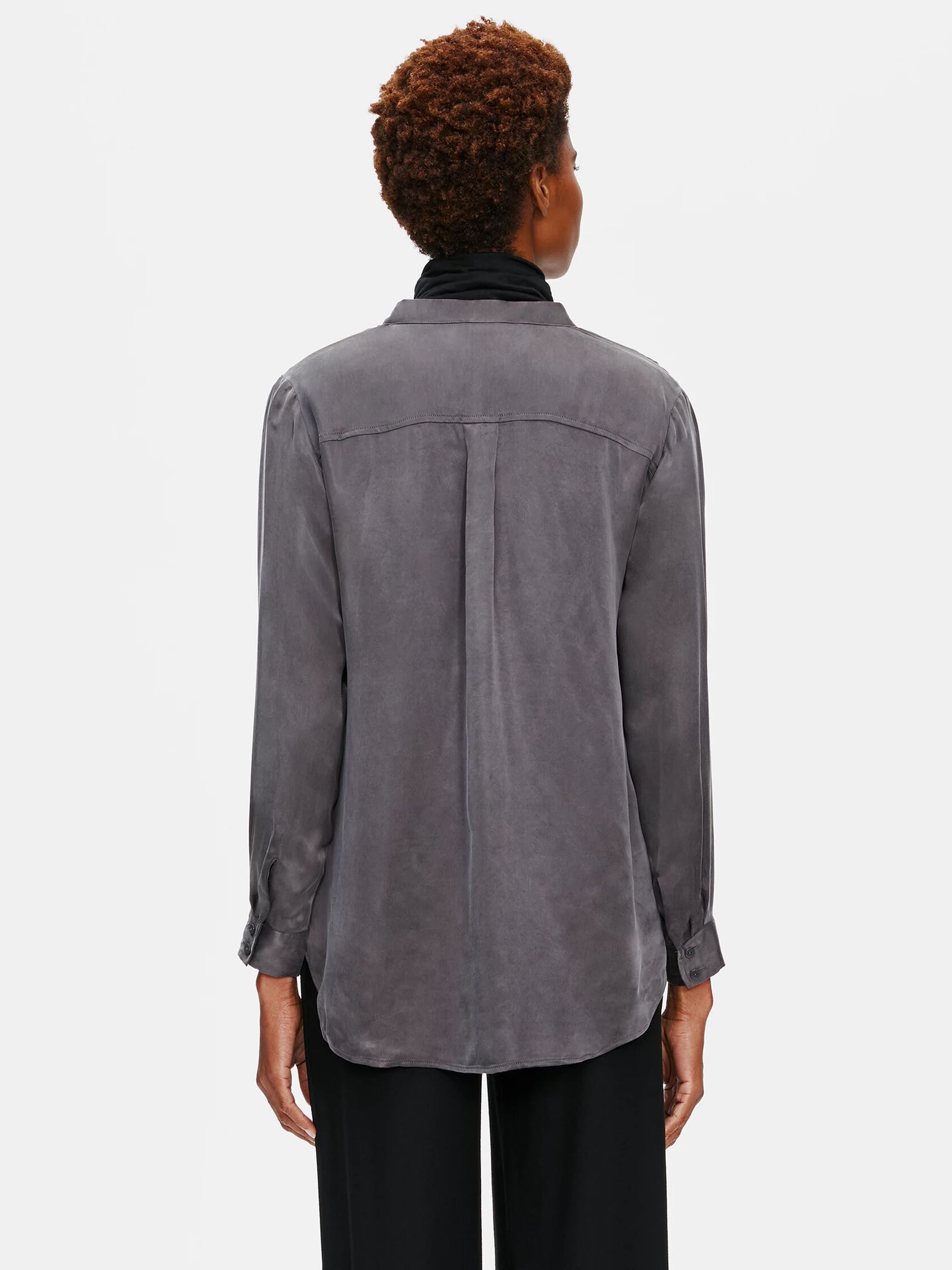 Sandwashed Cupro Mandarin Collar Shirt