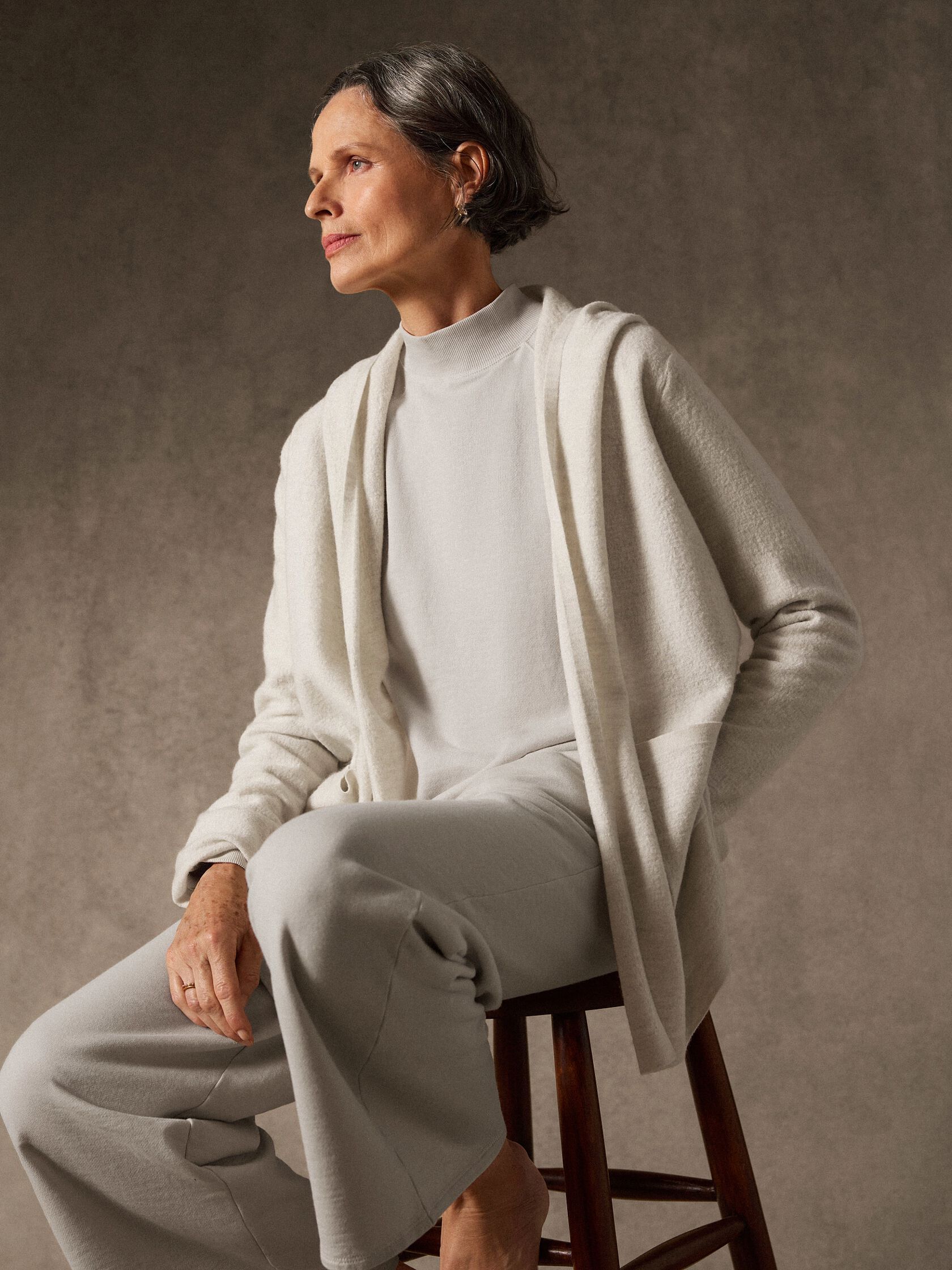 Fine Felted Wool Hooded Cardigan in Regenerative Wool