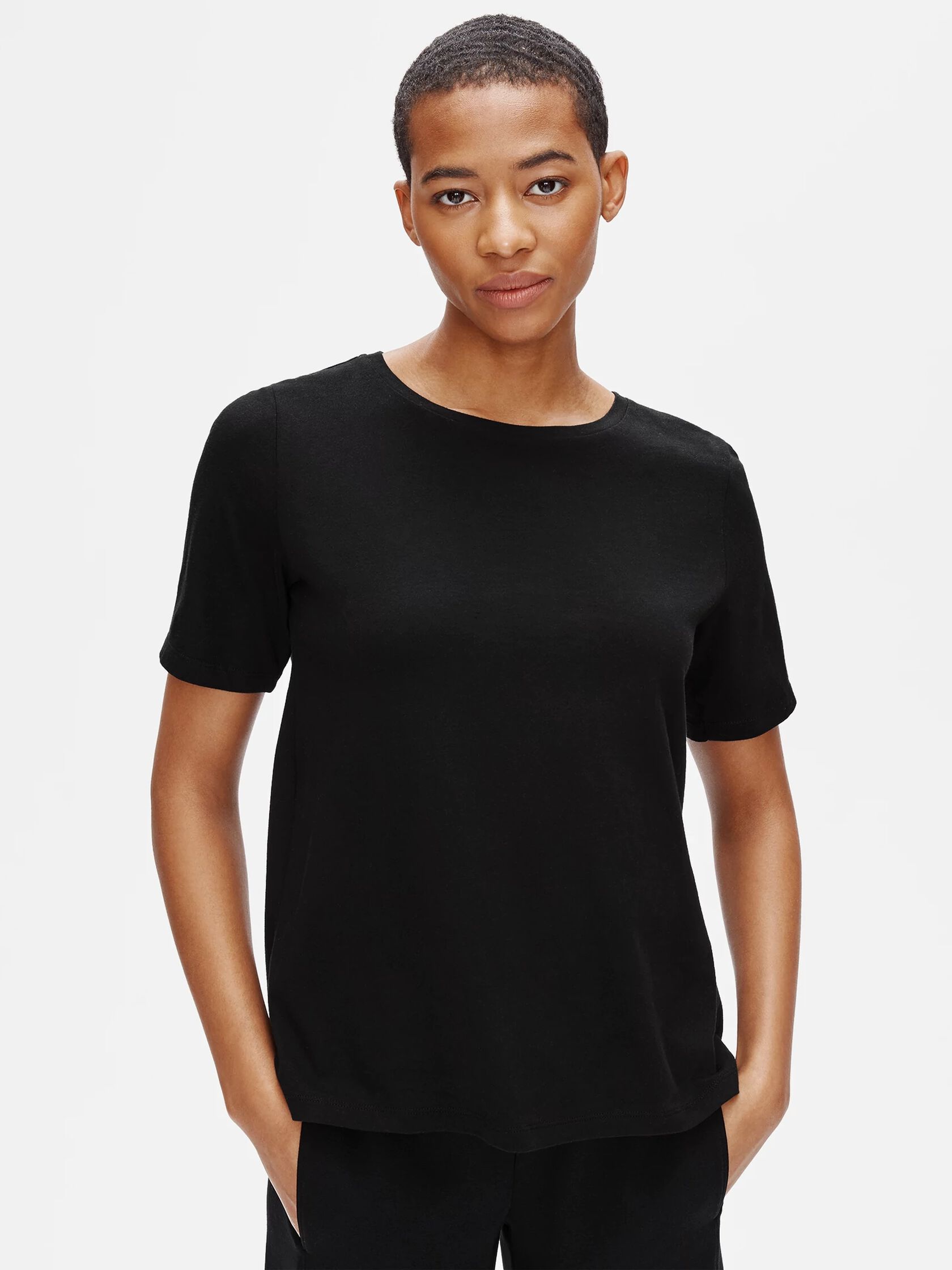 Organic Cotton Jersey Crew Neck Tee EILEEN FISHER
