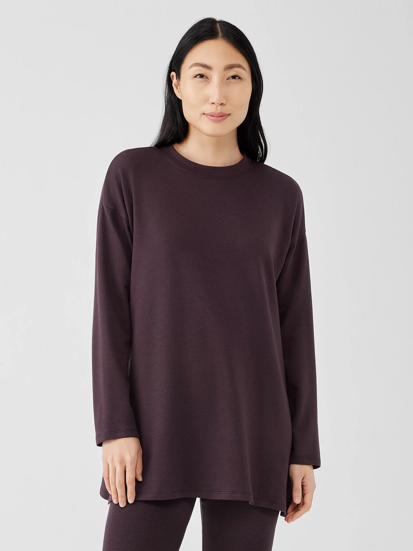 Cozy Brushed Terry Hug Crew Neck Long Top