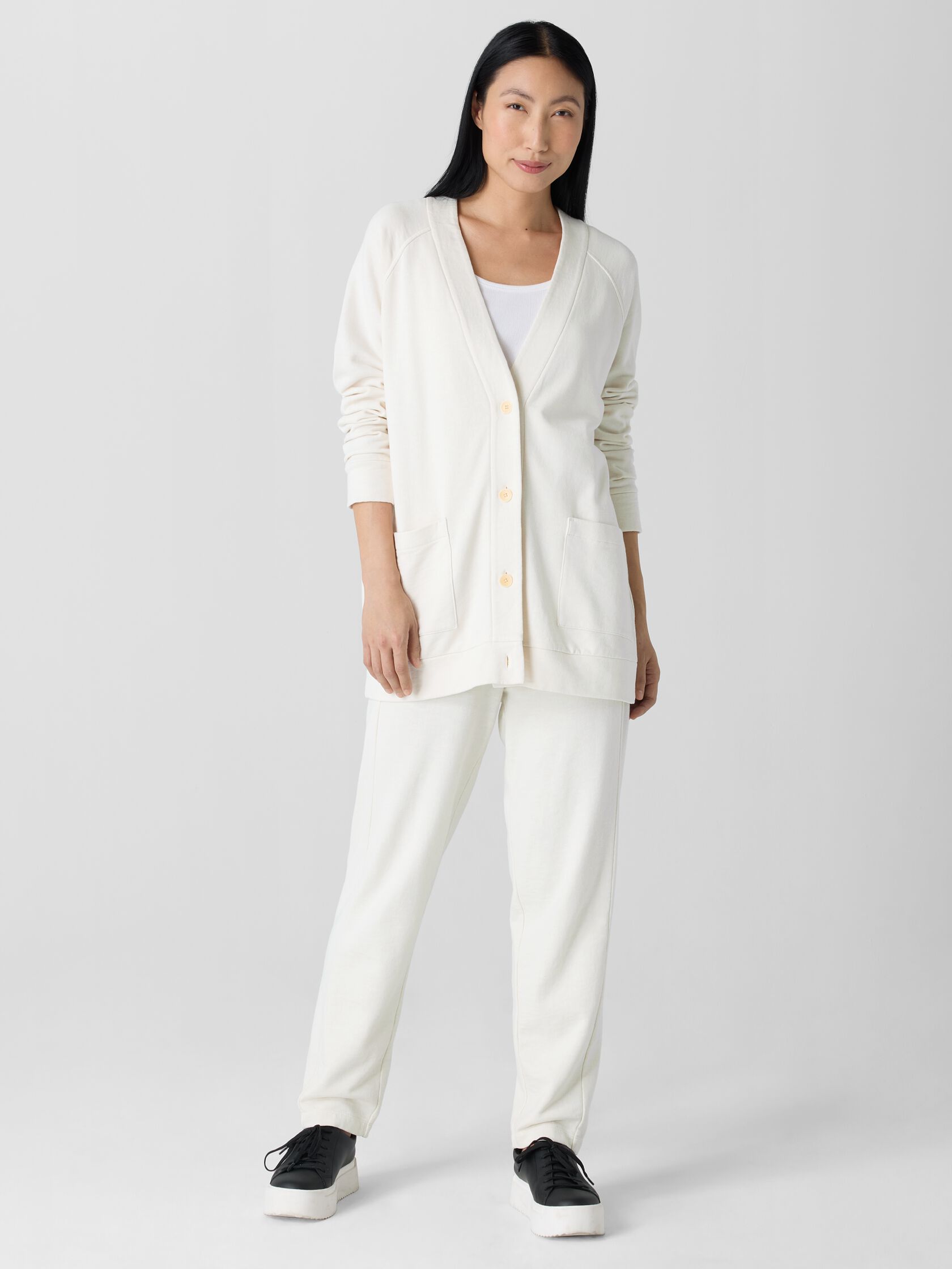 Garment-Dyed Terry Long Cardigan