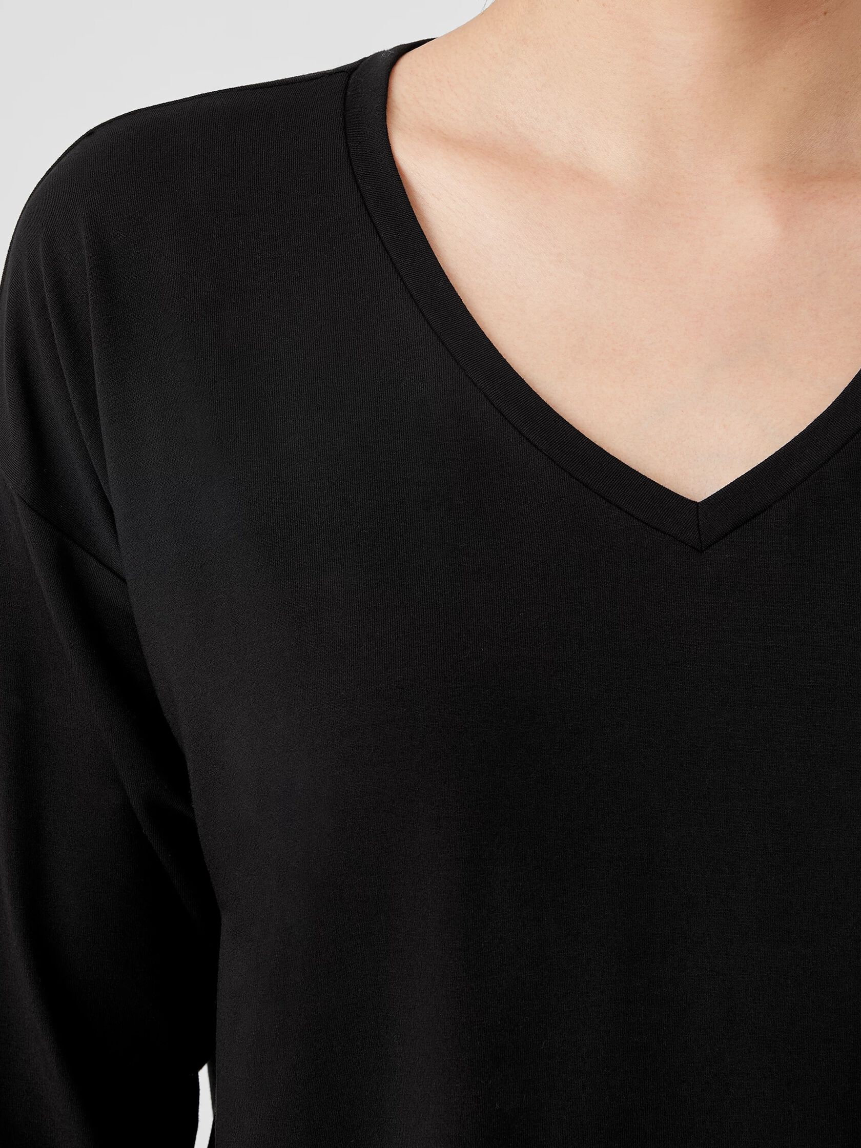 Stretch Jersey Knit V-Neck Top