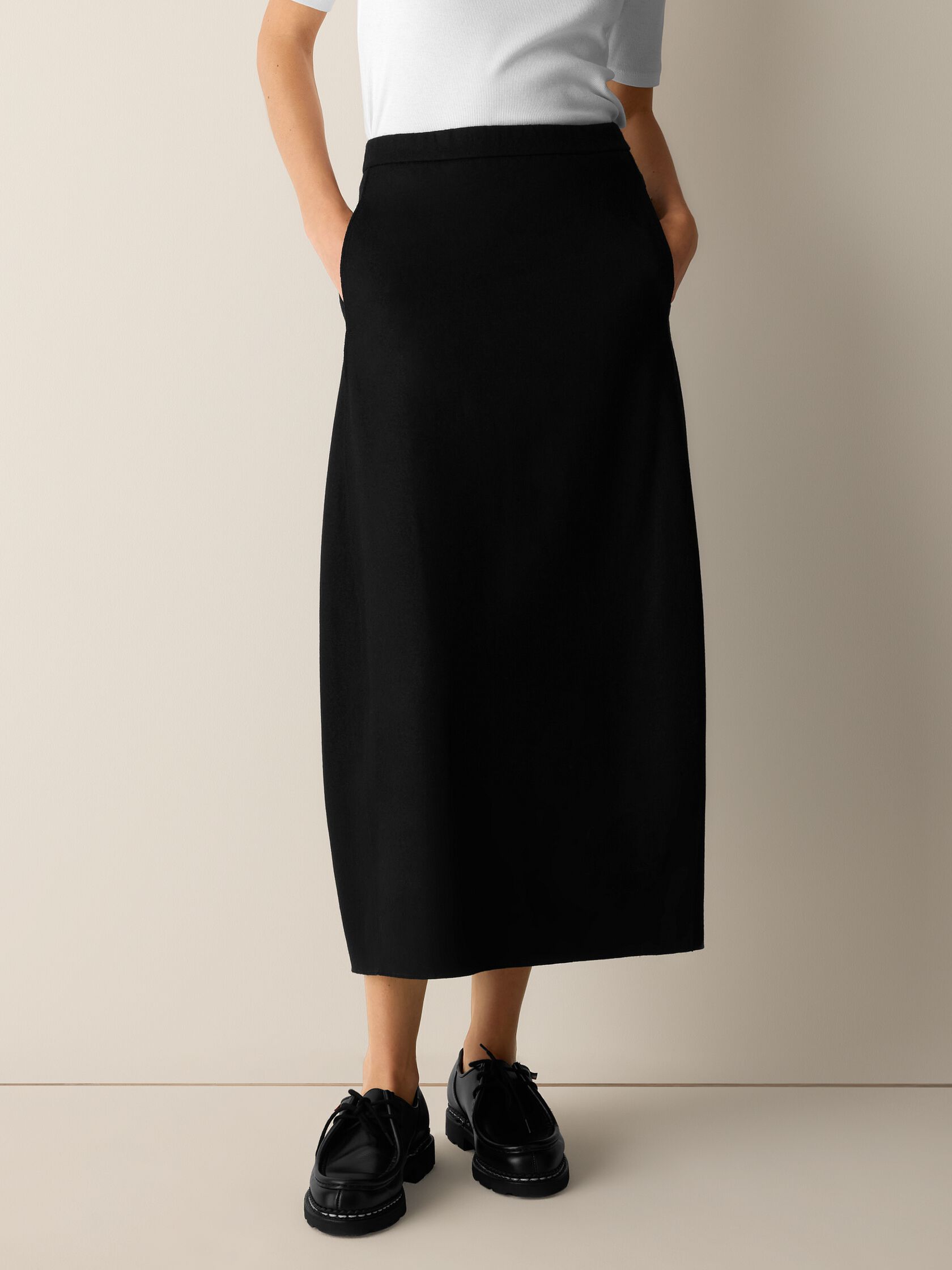 Felted Wool Jersey Lantern Skirt in Regenerative Wool