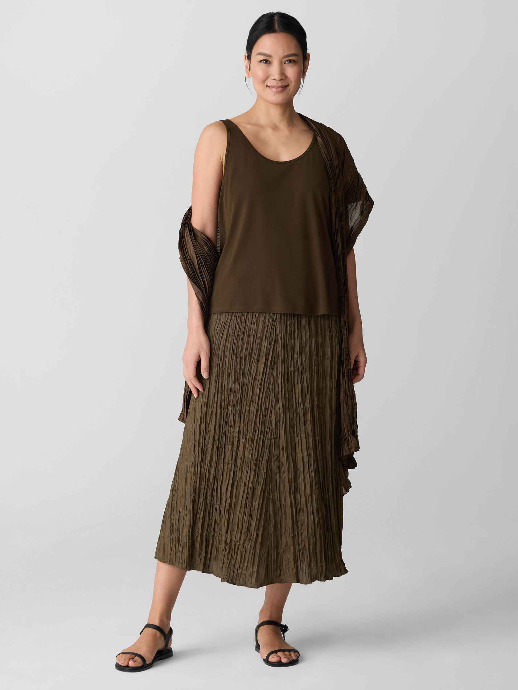 Stretch Silk Jersey Scoop Neck Tank