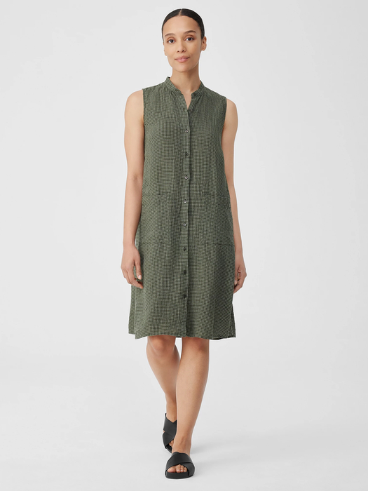 Puckered Organic Linen Sleeveless Dress