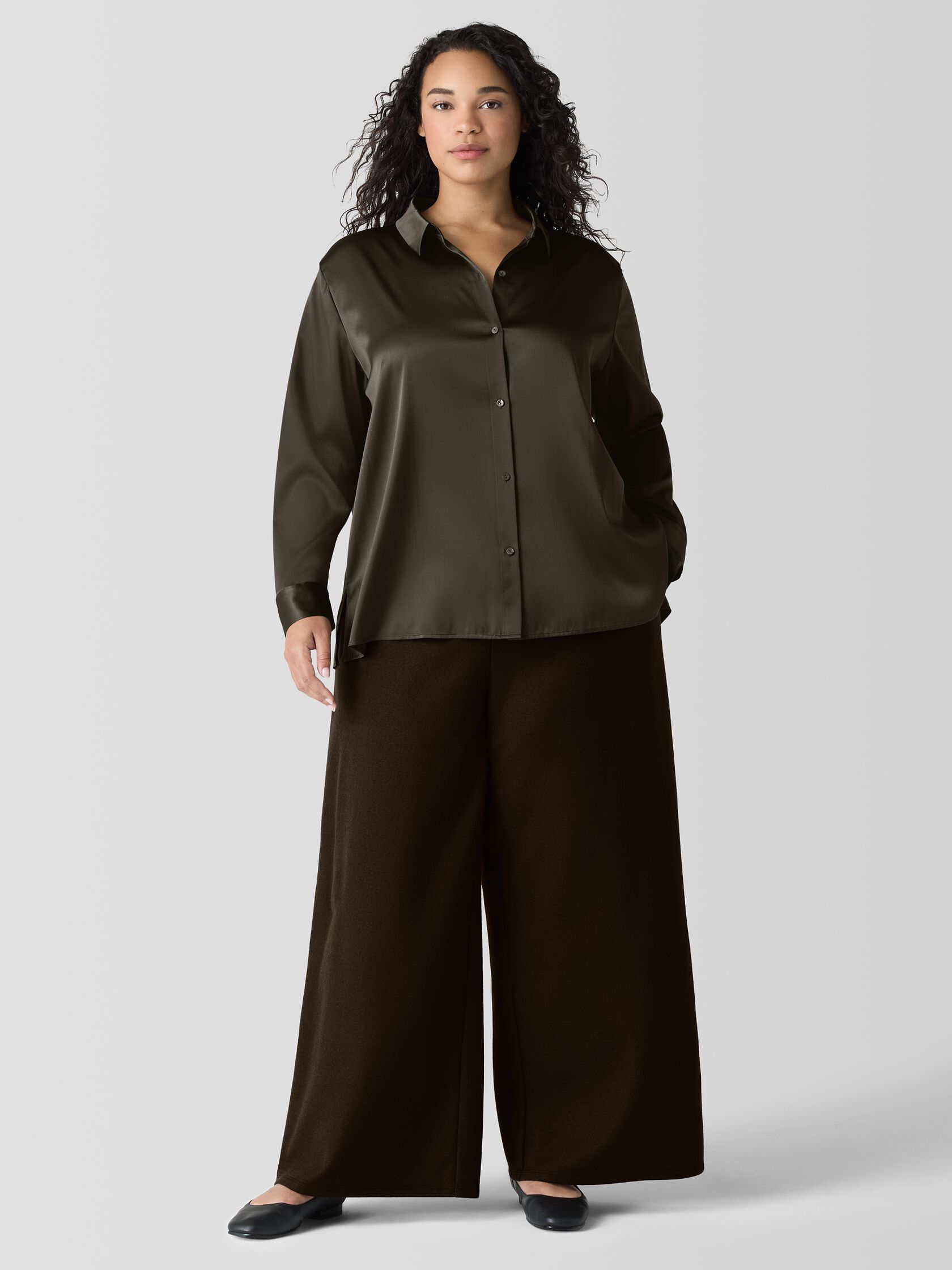 Felted Wool Jersey Wide-Leg Pant in Regenerative Wool