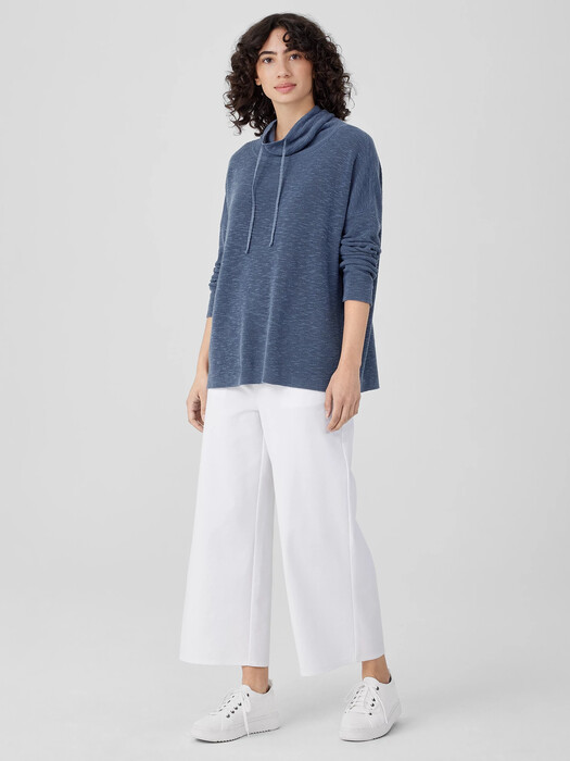 Organic Linen Cotton Slub Funnel Neck Top