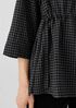 Wool Cotton Check Bateau Neck Top