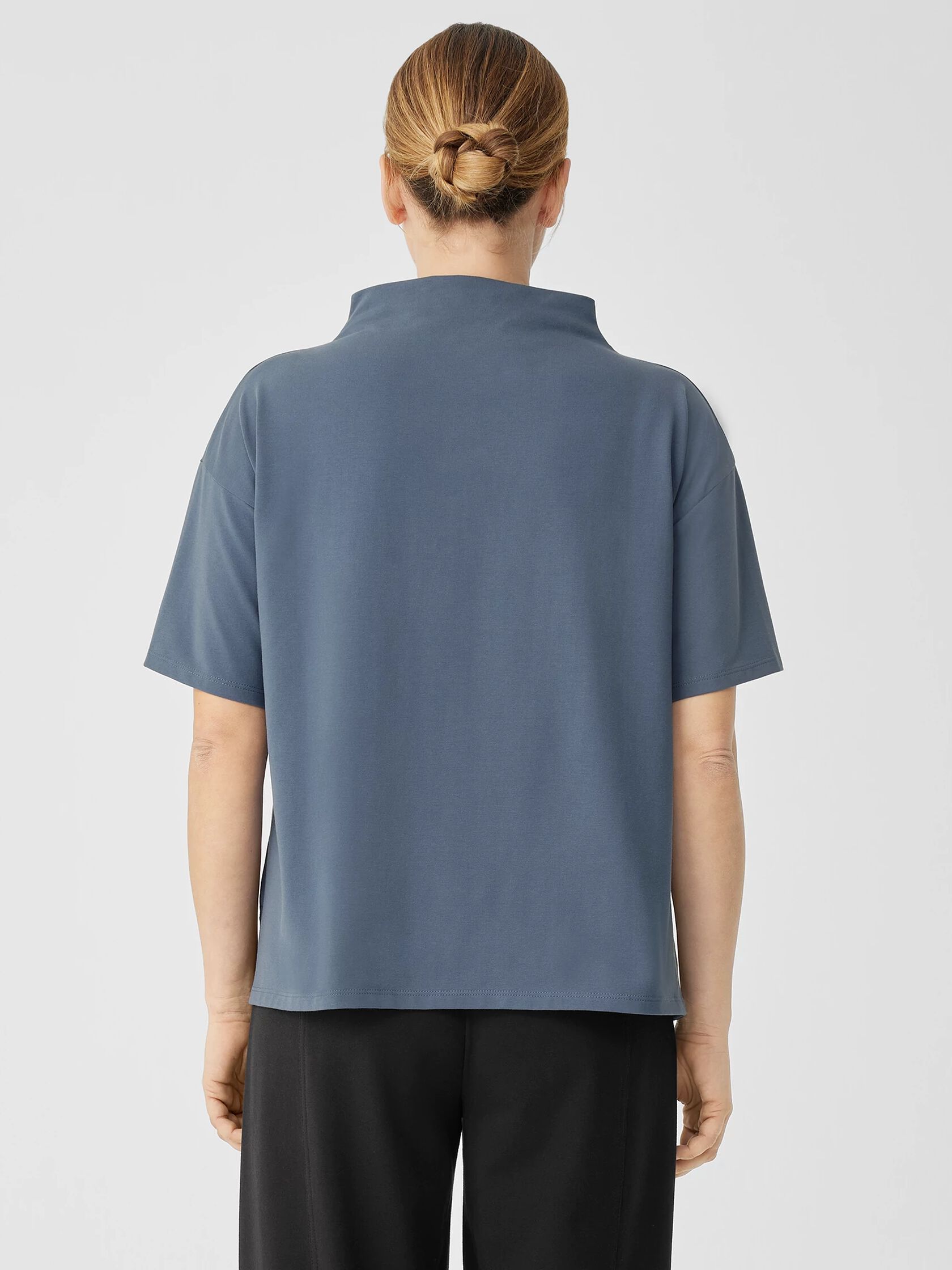 Pima Cotton Stretch Jersey Funnel Neck Top