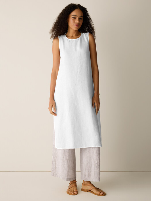 Eileen Fisher Women's Longline Organic Linen Tunic - White - Casual dresses Eileen Fisher Women's Longline Organic Linen Tunic - White - Casual dresses