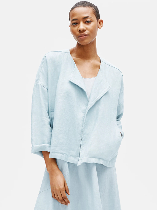 Heavy Organic Linen Drape Front Jacket