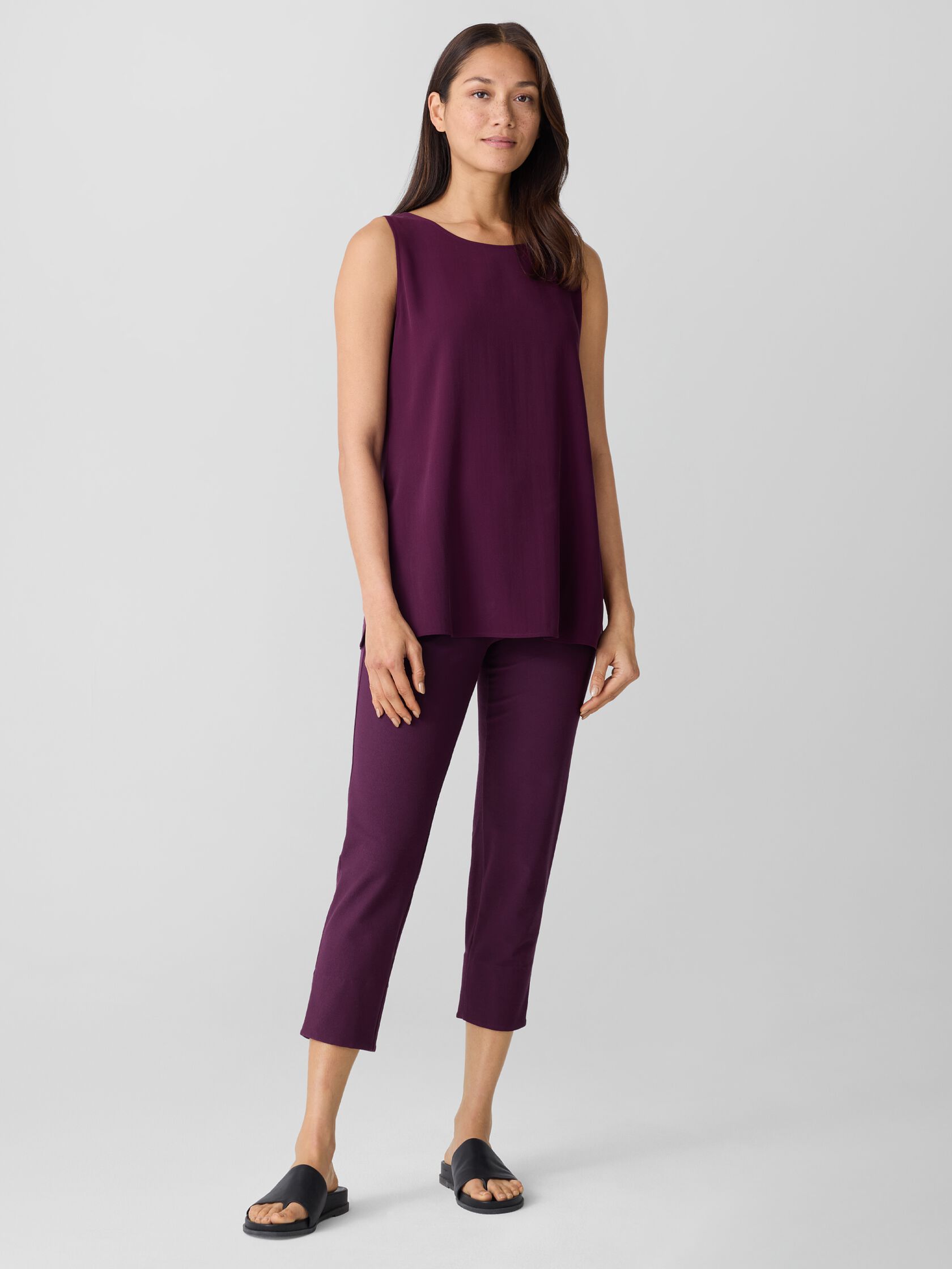 Washable Stretch Crepe Slim Pant