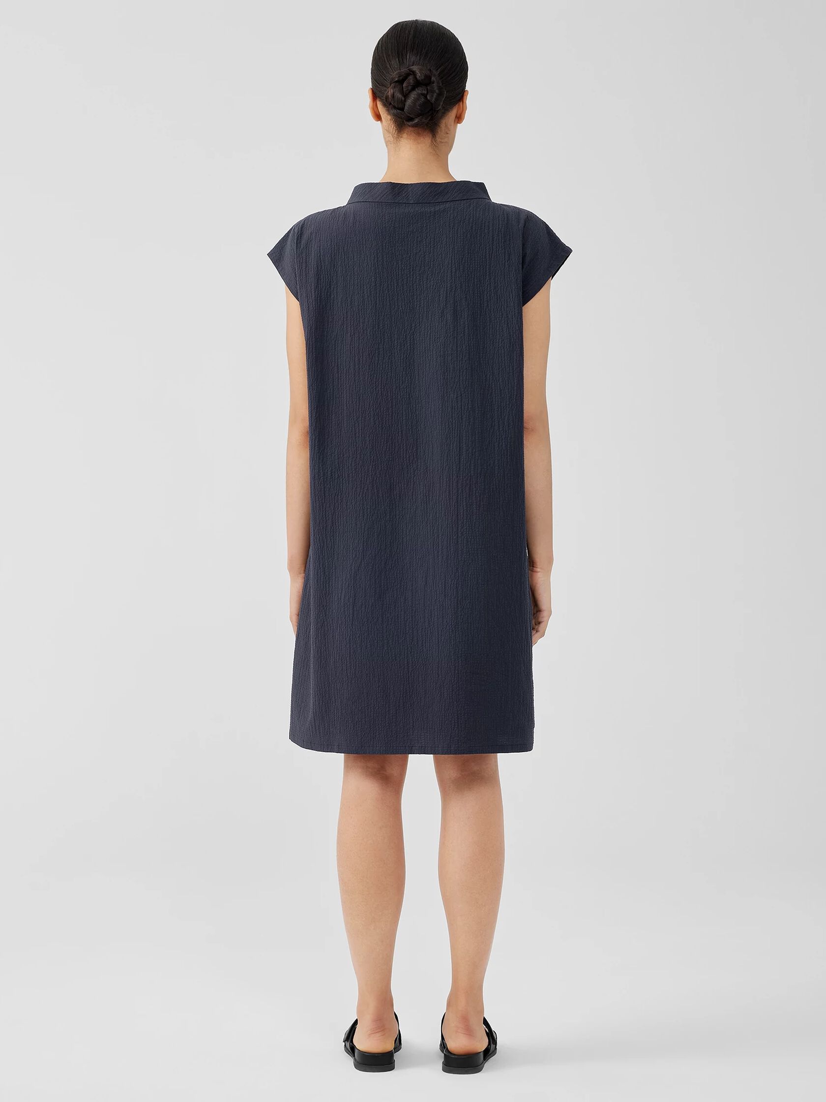 Organic Cotton Pucker Mock Neck Dress