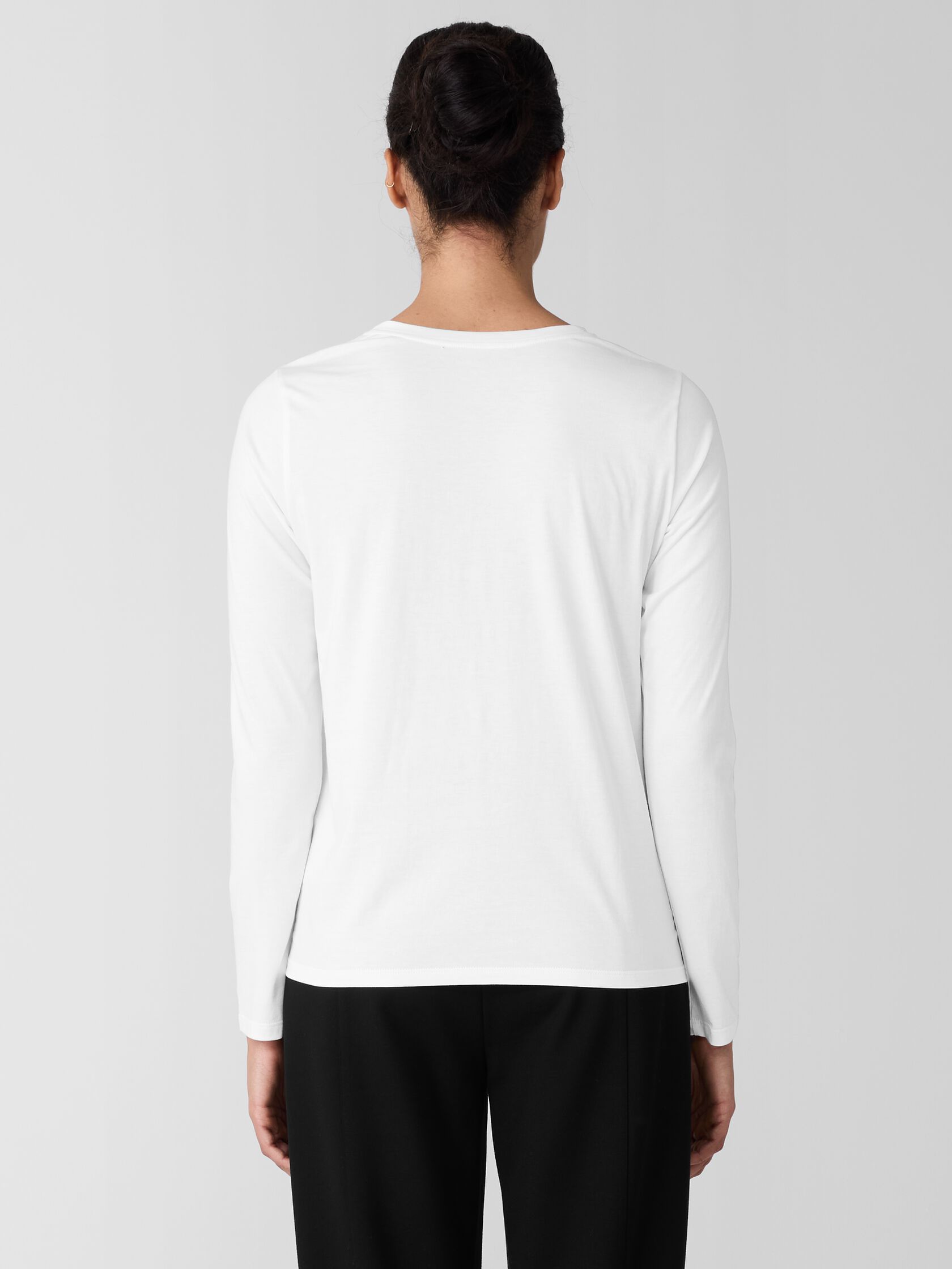 Organic Pima Cotton Jersey LongSleeve Tee EILEEN FISHER