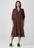 Silk Georgette Crepe Notch Collar Shirtdress