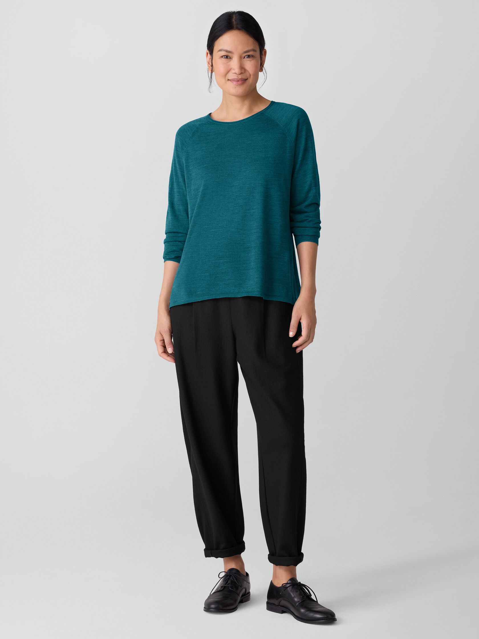 Superfine Merino Crew Neck Top in Regenerative Wool