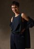 Silk Georgette Crepe Ballet Neck Long Tank