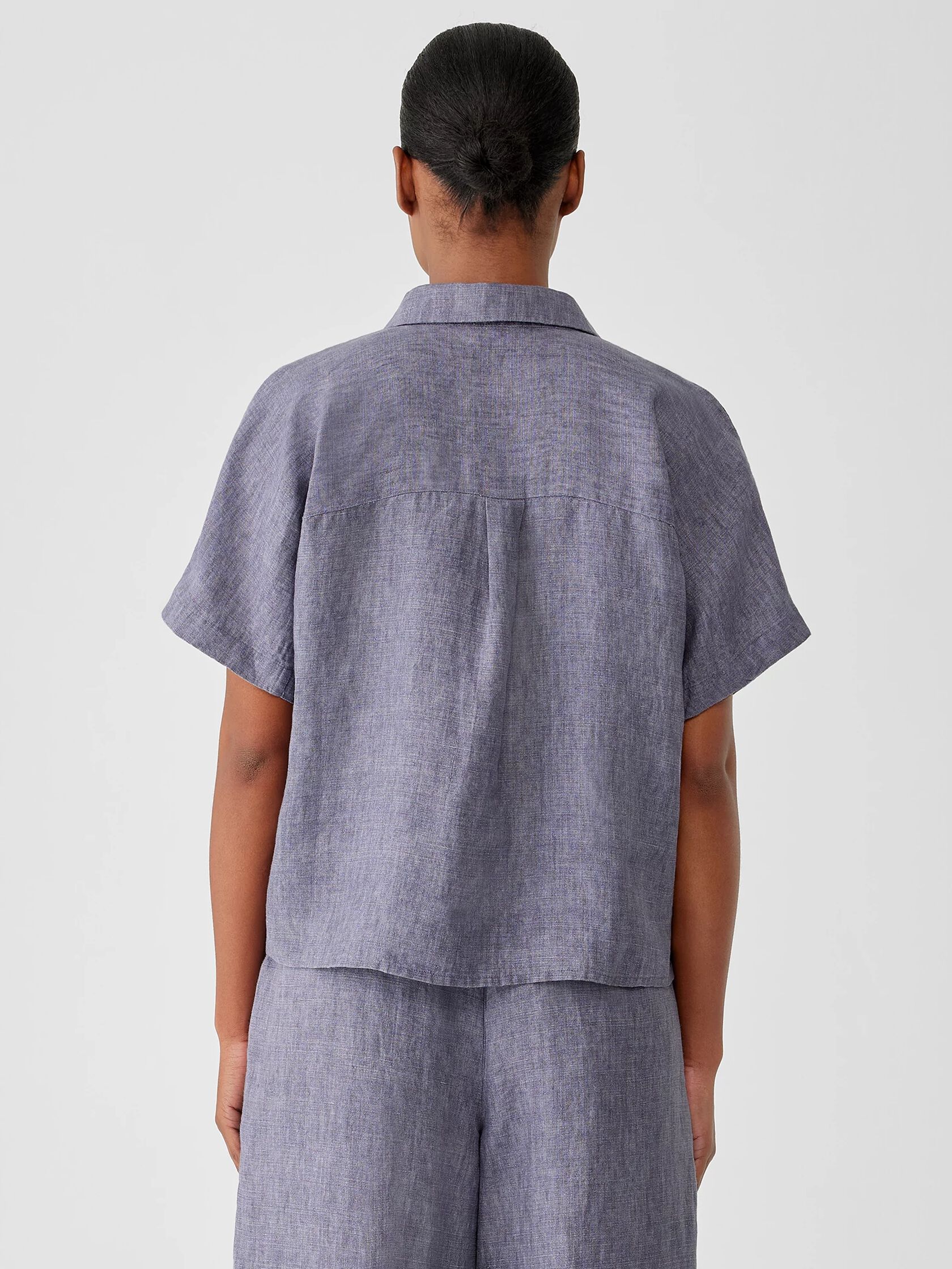 Washed Organic Linen Delave Short-Sleeve Shirt