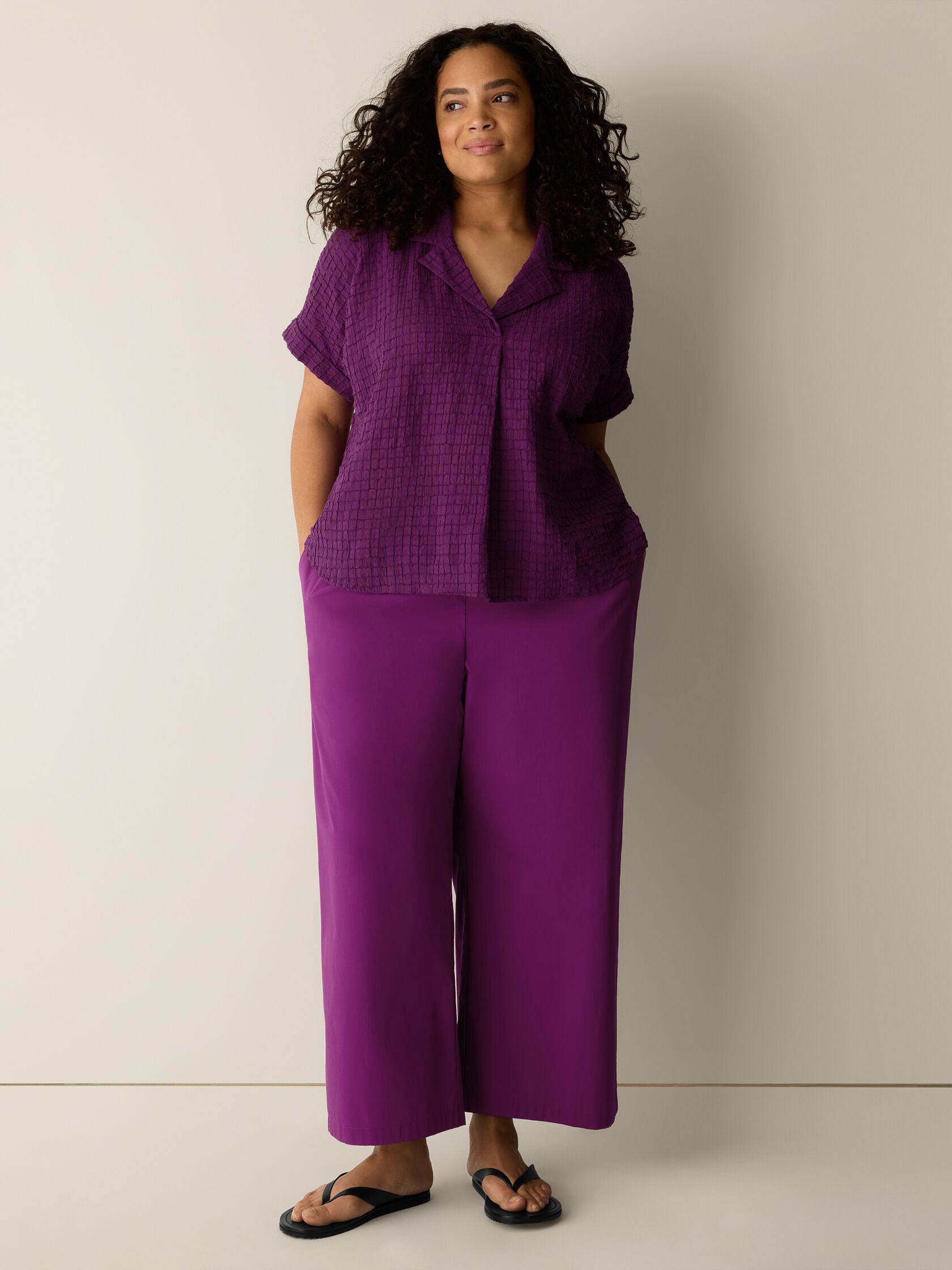 Organic Cotton Voile Box Notch Collar Shirt