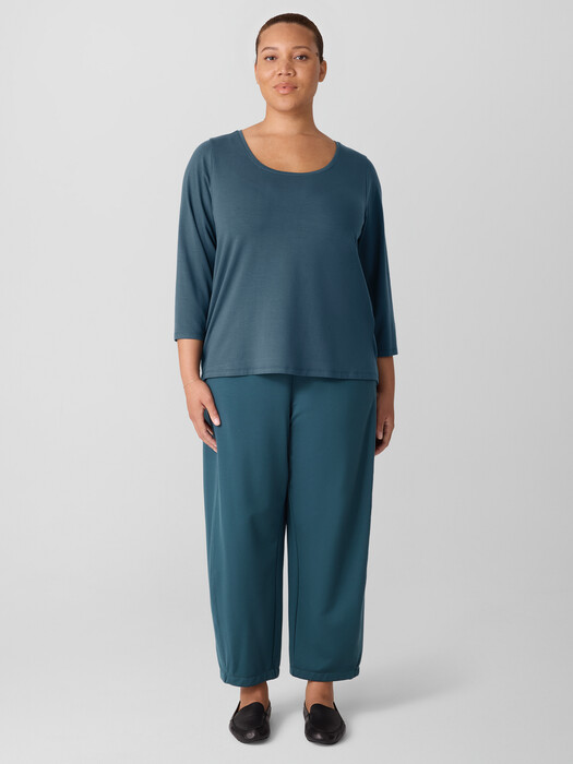 Stretch Jersey Knit Scoop Neck Top