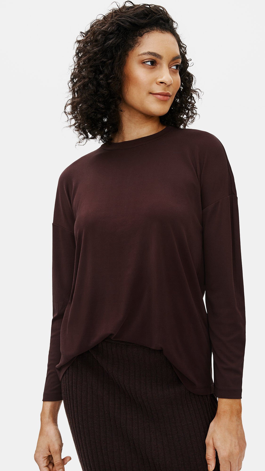 Stretch Silk Jersey Crew Neck Top EILEEN FISHER